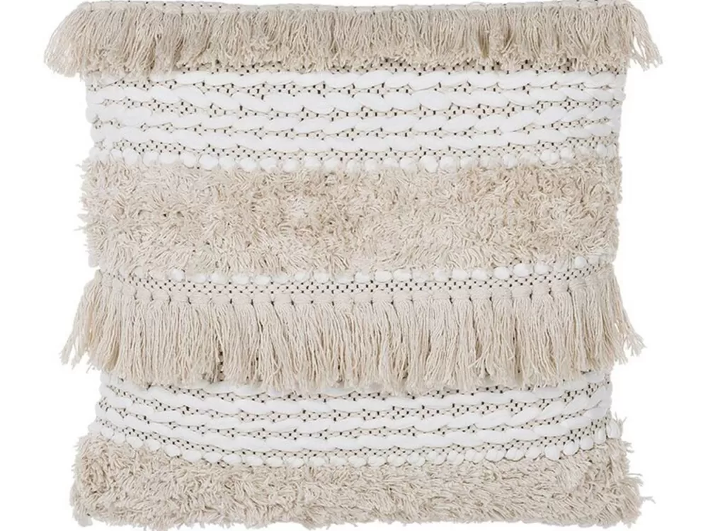 Discount Beliani Koristetyyny Beige Kirjailtu 45 X 45 Cm Villur