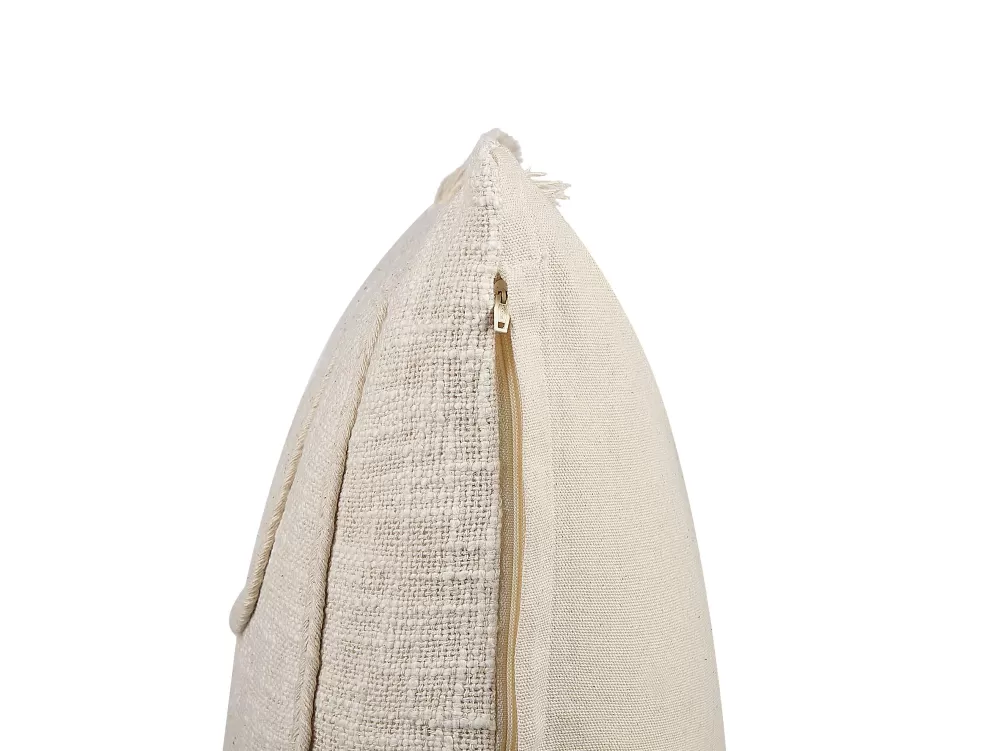 New Beliani Koristetyyny Puuvilla Vaalea Beige 45 X 45 Cm 2 Kpl Pleione