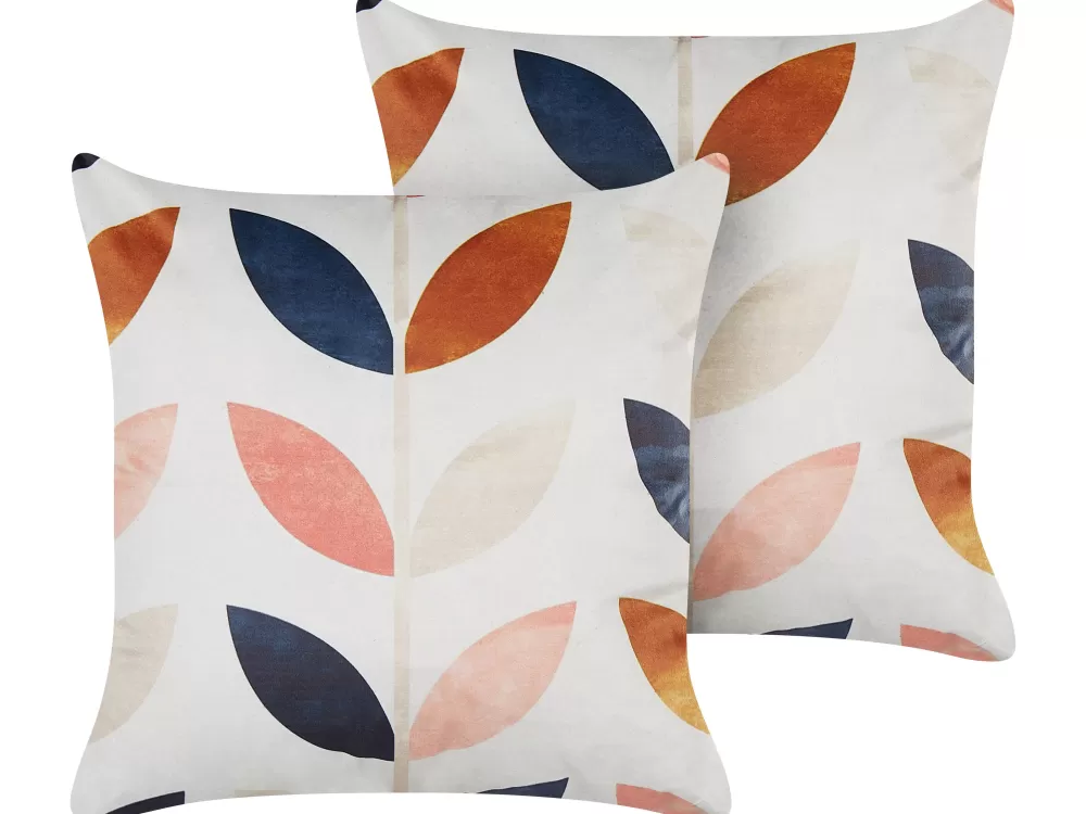Fashion Beliani Koristetyyny Sametti Monivarinen 45 X 45 Cm 2 Kpl Quinoa