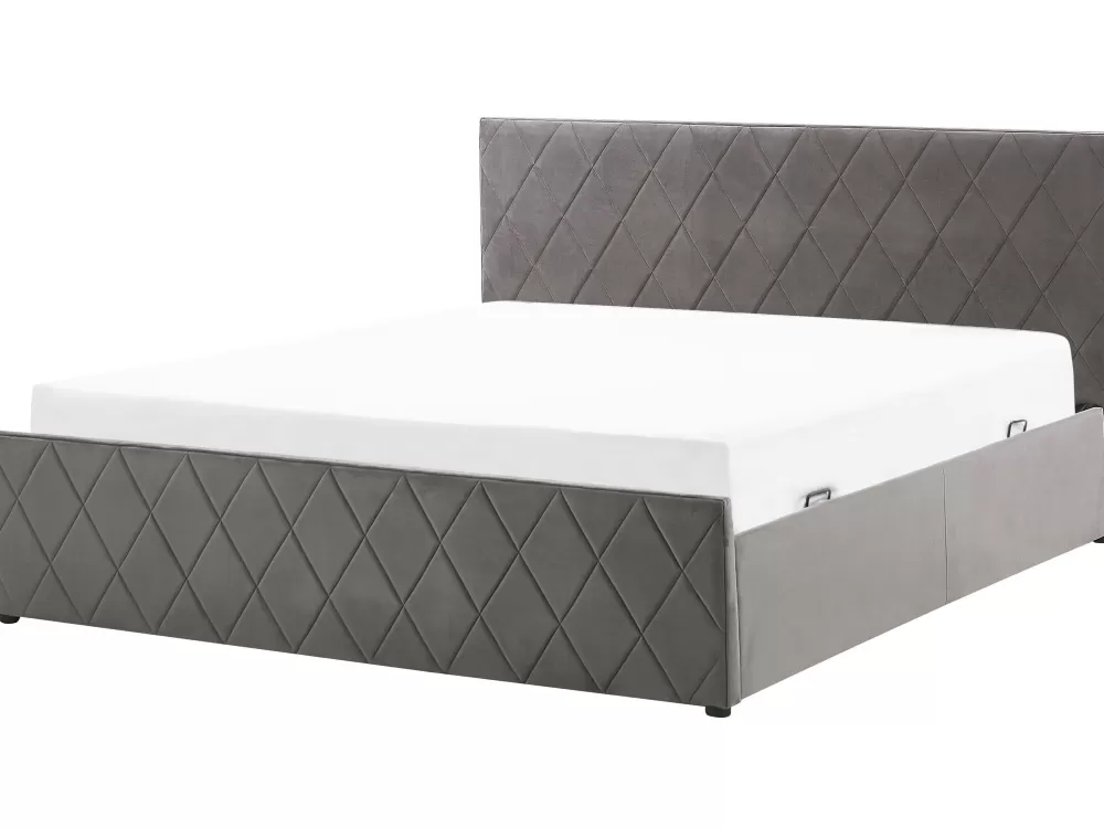 Clearance Beliani Parisanky Sametti Säilytystila Harmaa 180 X 200 Cm Rochefort