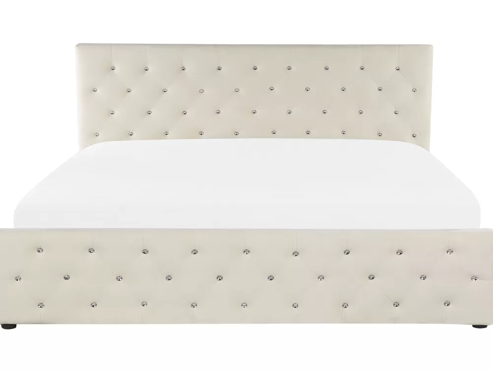 Sängyt<Beliani Parisanky Sametti Säilytystila Vaalea Beige 180 X 200 Cm Amiens