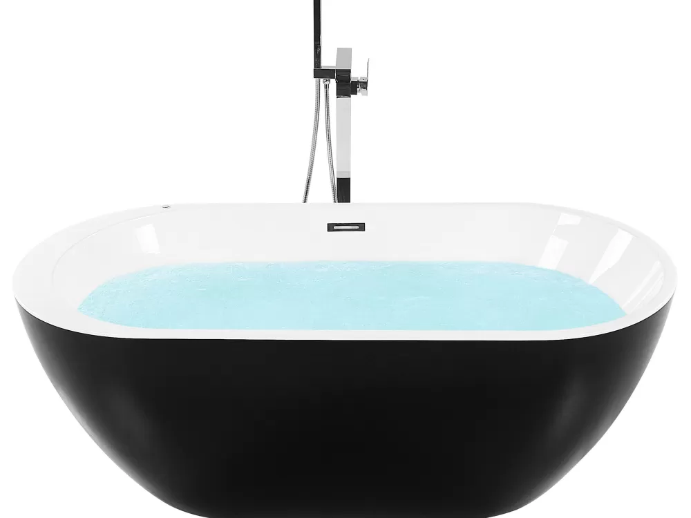 Kylpy- & Poreammeet<Beliani Poreamme Vapaasti Seisova Led-Valot Musta 170 X 80 Cm Nevis Iii