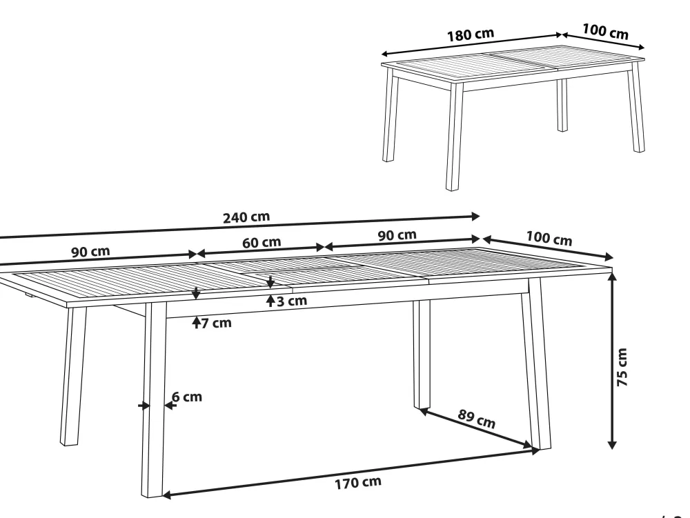 Cheap Beliani Puutarhapoyta Jatkettava Akaasia Tumma Puu 180/240 X 100 Cm Cesana