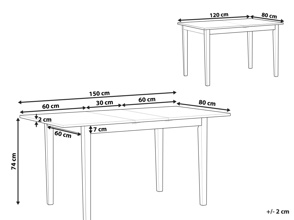 Pöydät<Beliani Ruokapoyta Jatkettava Kumipuu Vaalea Puu/Valkoinen 120/150 X 75 Cm Houston
