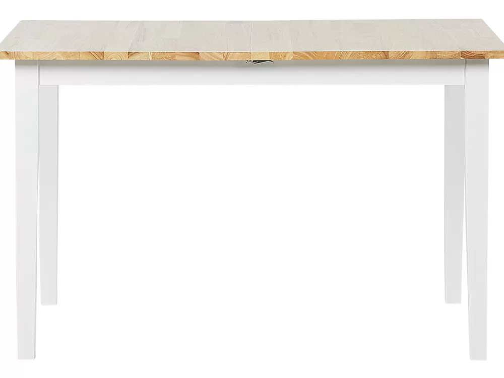 Pöydät<Beliani Ruokapoyta Jatkettava Kumipuu Vaalea Puu/Valkoinen 120/150 X 75 Cm Houston