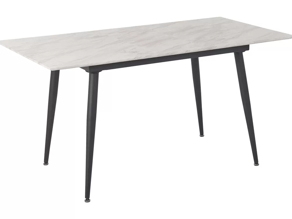 Pöydät<Beliani Ruokapoyta Jatkettava Marmorikuvio Valkoinen/Musta 120/150 X 80 Cm Eftalia
