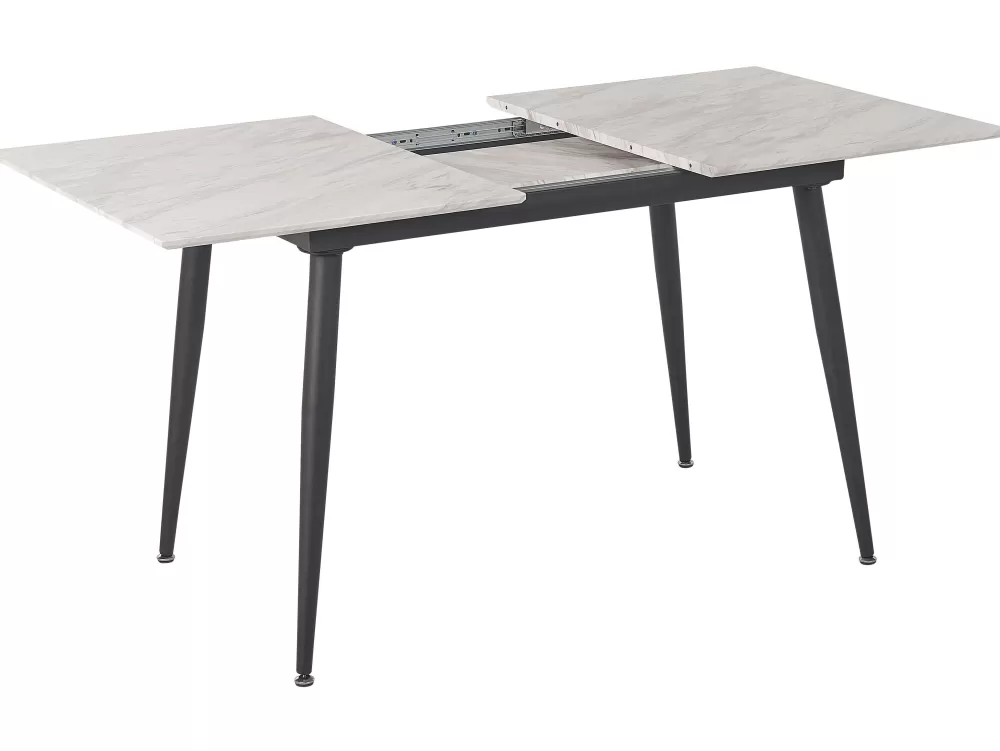 Pöydät<Beliani Ruokapoyta Jatkettava Marmorikuvio Valkoinen/Musta 120/150 X 80 Cm Eftalia