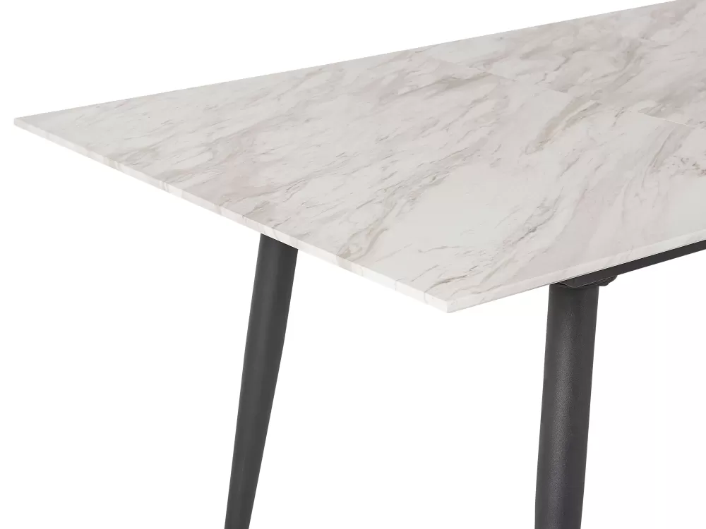 Pöydät<Beliani Ruokapoyta Jatkettava Marmorikuvio Valkoinen/Musta 120/150 X 80 Cm Eftalia