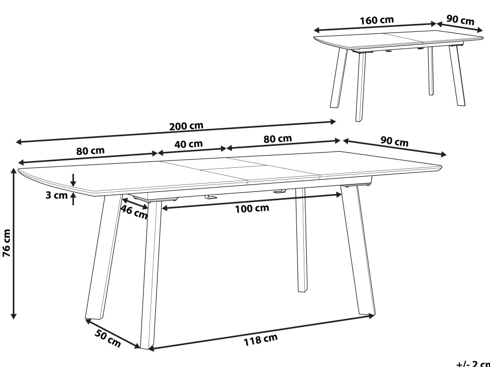 Pöydät<Beliani Ruokapoyta Jatkettava Tumma Puu/Musta 160/200 X 90 Cm Salvador