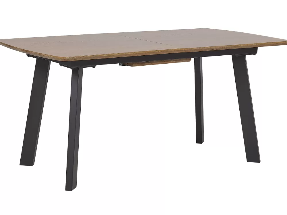 Pöydät<Beliani Ruokapoyta Jatkettava Tumma Puu/Musta 160/200 X 90 Cm Salvador