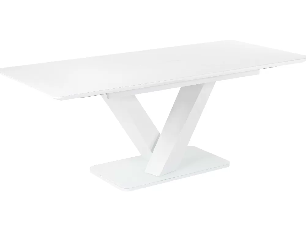 Outlet Beliani Ruokapoyta Jatkettava Valkoinen 160/200 X 90 Cm Saltum