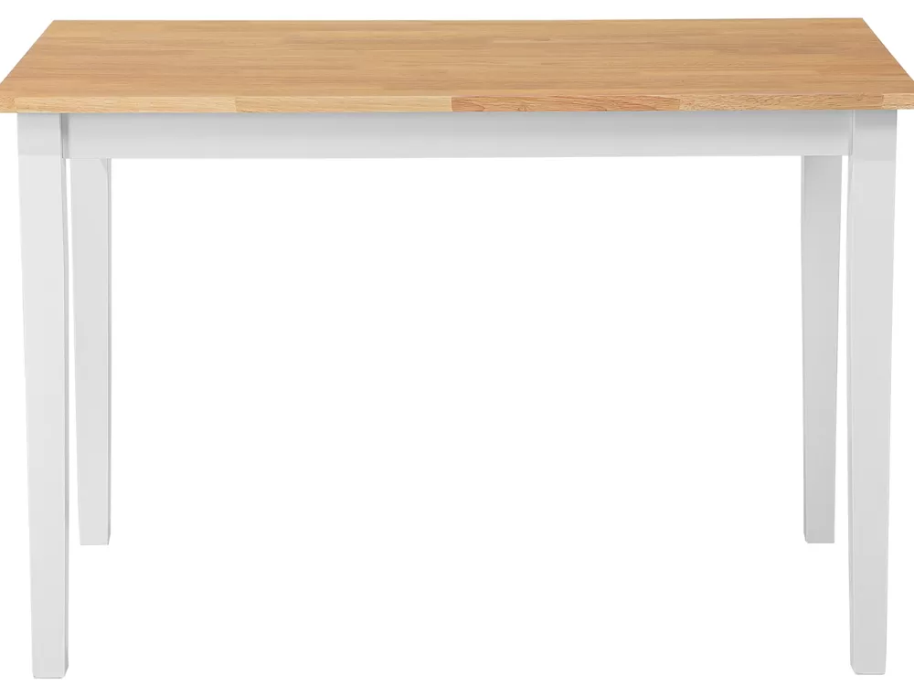 Pöydät<Beliani Ruokapoyta Kumipuu Vaalea Puu/Valkoinen 114 X 68 Cm Georgia