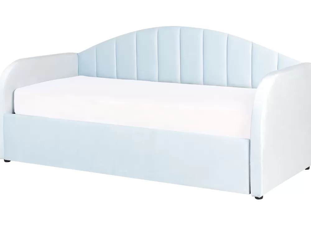 Online Beliani Sohvasanky Sametti Lisavuode Vaaleansininen 90 X 200 Cm Eyburie