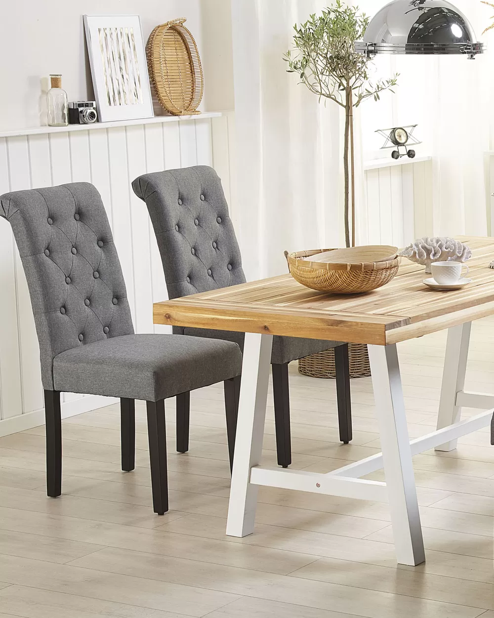 Flash Sale Beliani Tuoli Kangas Harmaa 2 Kpl Velva