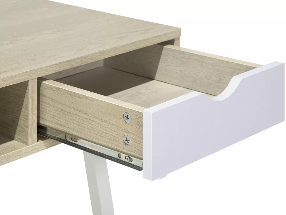 Lastenhuone<Beliani Tyopoyta 2 Laatikkoa Hylly Vaalea Puu/Valkoinen 120 X 48 Cm Clarita
