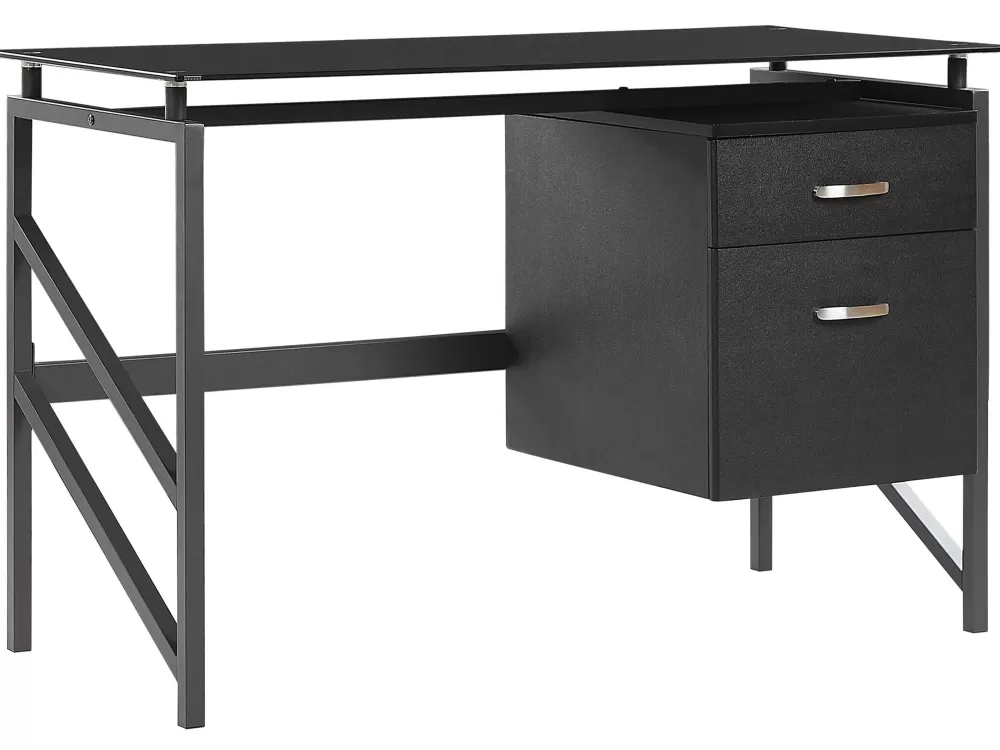 Online Beliani Tyopoyta 2 Laatikkoa Musta 117 X 57 Cm Moriton