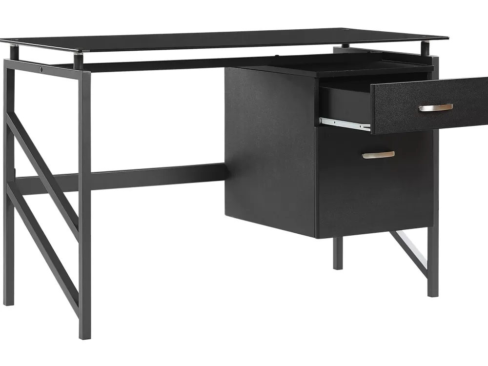 Online Beliani Tyopoyta 2 Laatikkoa Musta 117 X 57 Cm Moriton