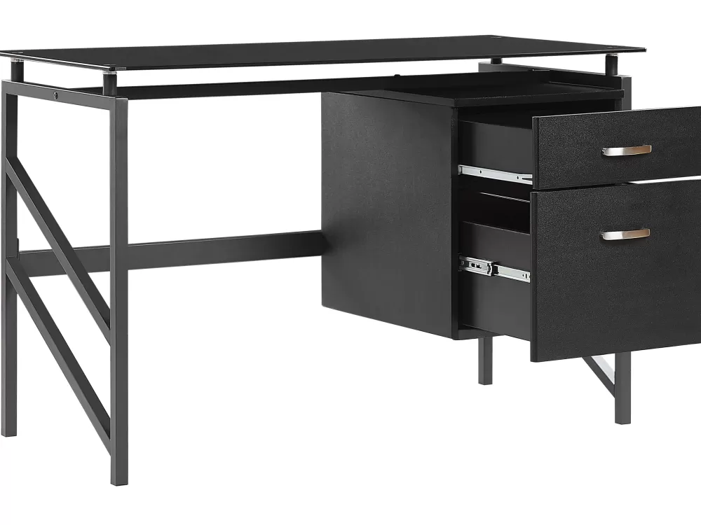 Online Beliani Tyopoyta 2 Laatikkoa Musta 117 X 57 Cm Moriton
