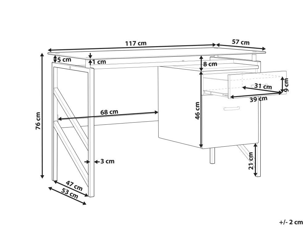 Online Beliani Tyopoyta 2 Laatikkoa Musta 117 X 57 Cm Moriton