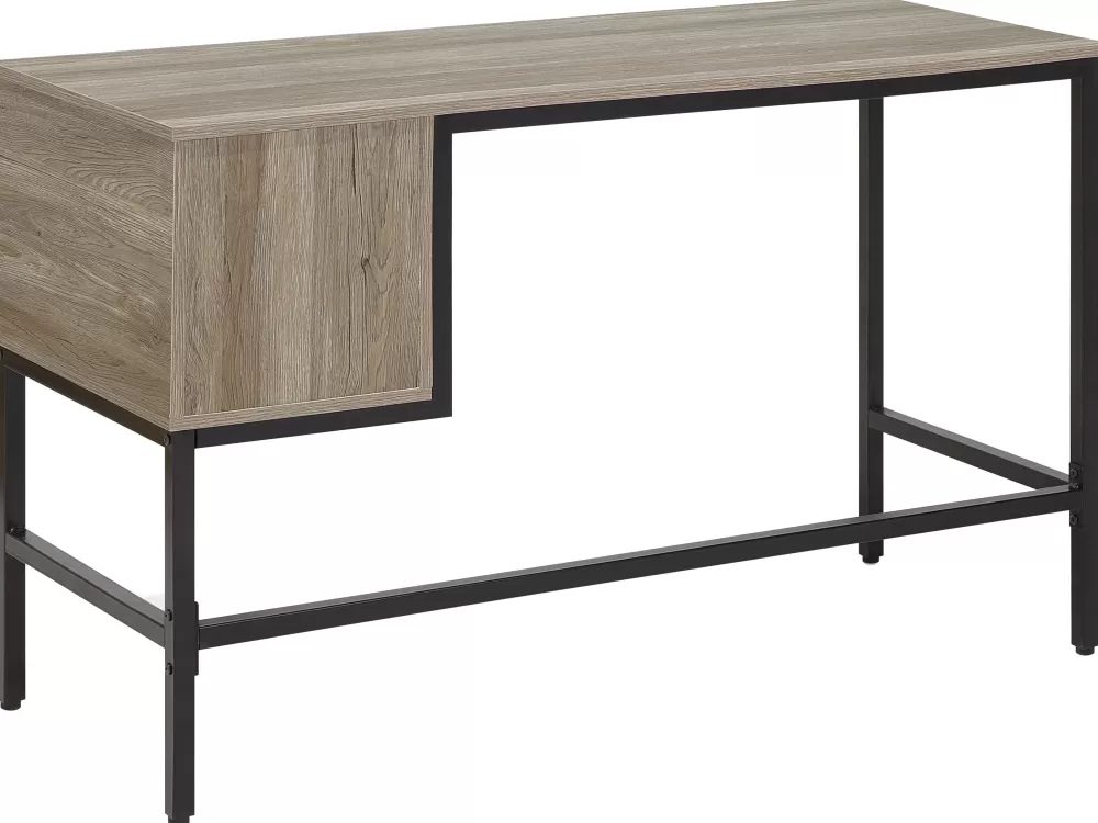 Cheap Beliani Tyopoyta 2 Laatikkoa Vaalea Puu/Musta 120 X 48 Cm Grant