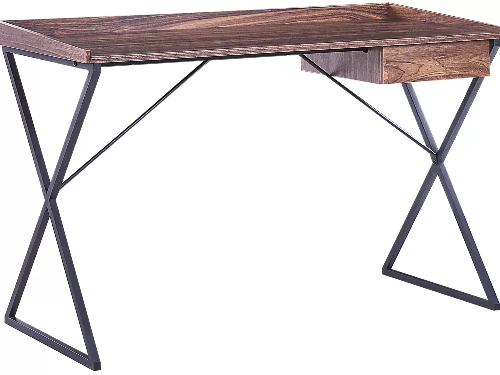 Online Beliani Tyopoyta Laatikko Tumma Puu/Musta 120 X 54 Cm Noxon